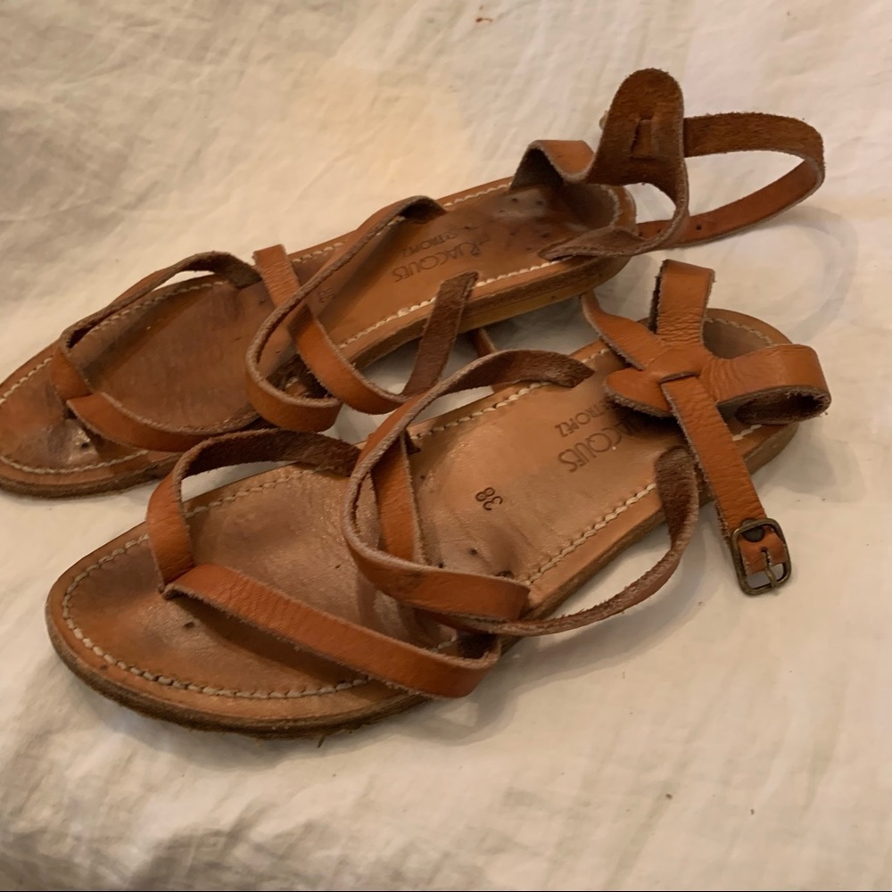 Anthro K.Jacques brown leather sandals shoes 38 - Picture 4 of 9